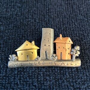 Vintage Charming Mixed Metal Neighborhood Brooch - We need us all